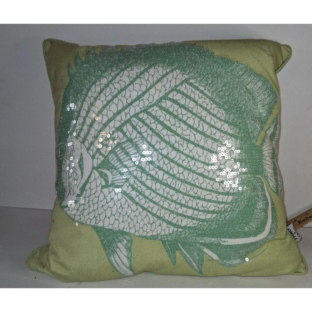 Sequined Fish Pillow Thro Marlo Lorenz 14 x 14